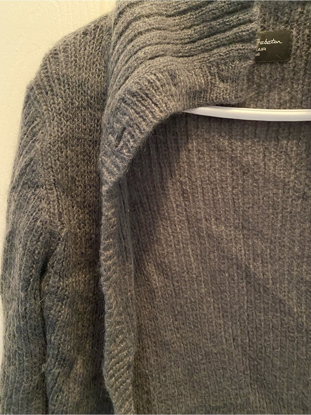 Vintage Babaton Women's Gray Open-Front Ribbed Mohair Cardigan